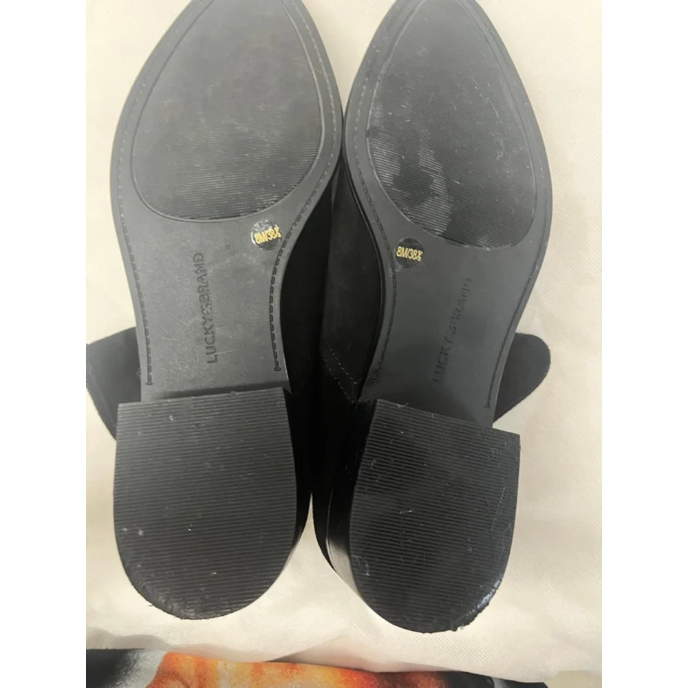LUCKY BRAND Lollin Black Suede Leather Ankle Boots Women SIZE 8M